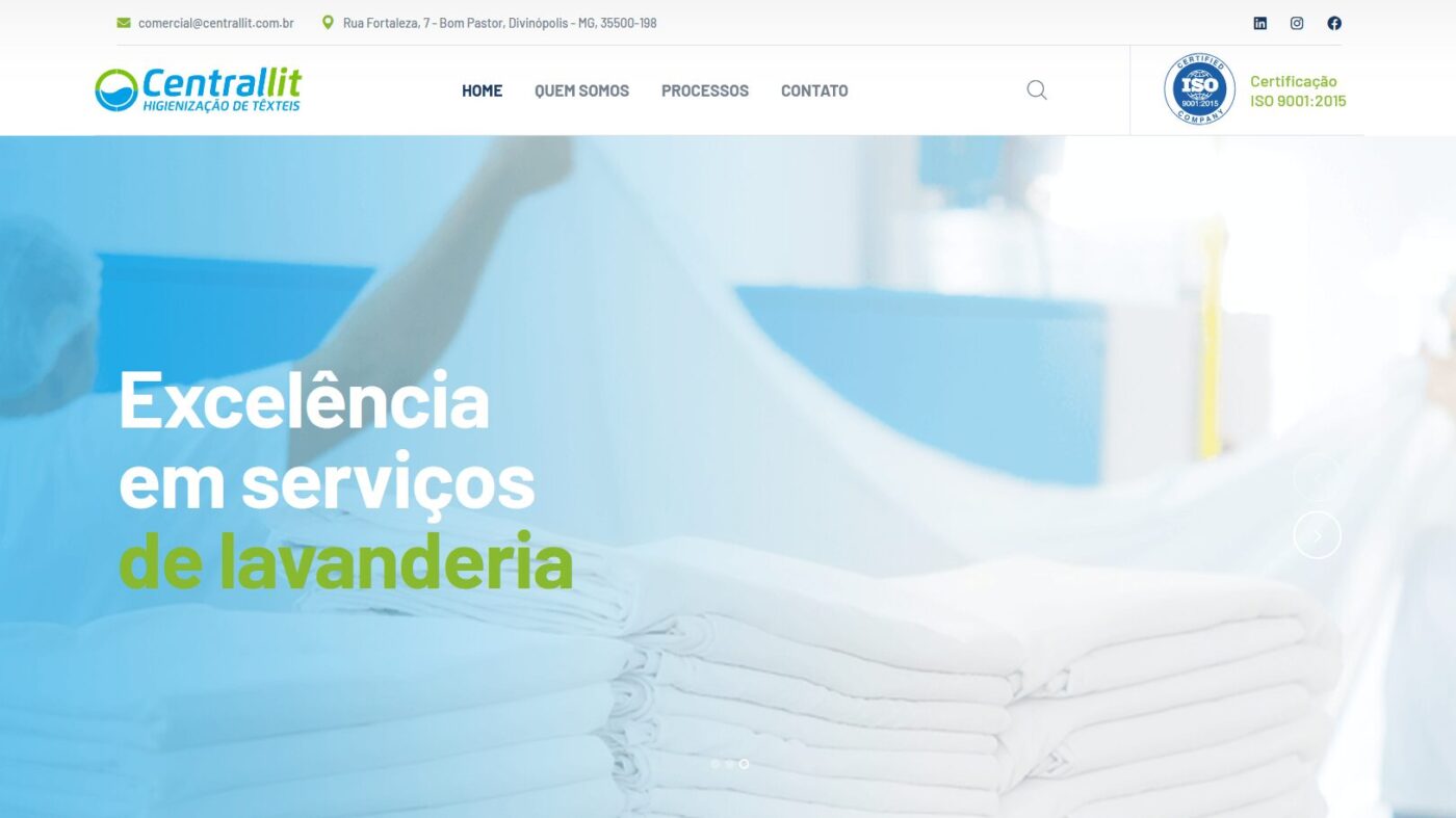 Website Centrallit Higienização de Têxteis